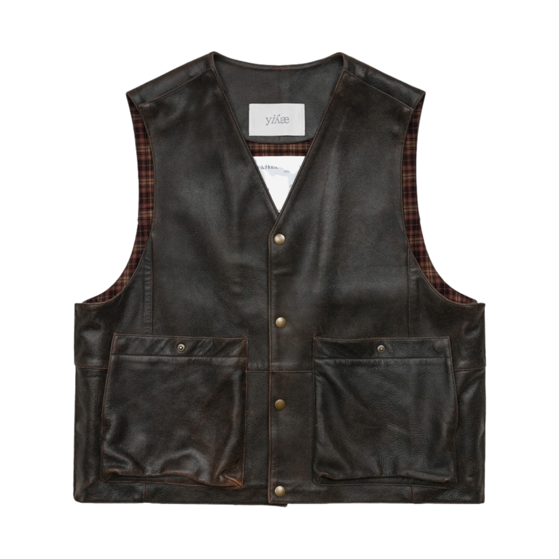 이예 인사이드 아웃 레더 베스트 브라운