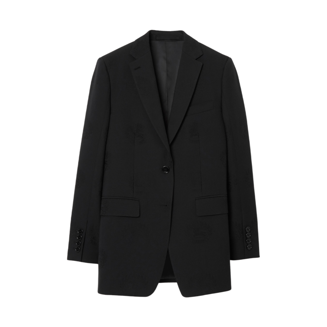 (W) 버버리 울 코튼 자카드 테일러드 자켓 블랙((W) Burberry Wool Cotton Jacquard Tailored Jacket Black) - 1