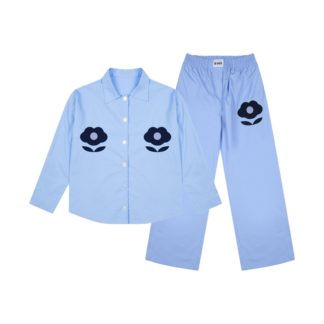 (Women) Foli Garden PJ Set (2pcs), Blue Foli Women Garden PJ Set 2pcs Blue