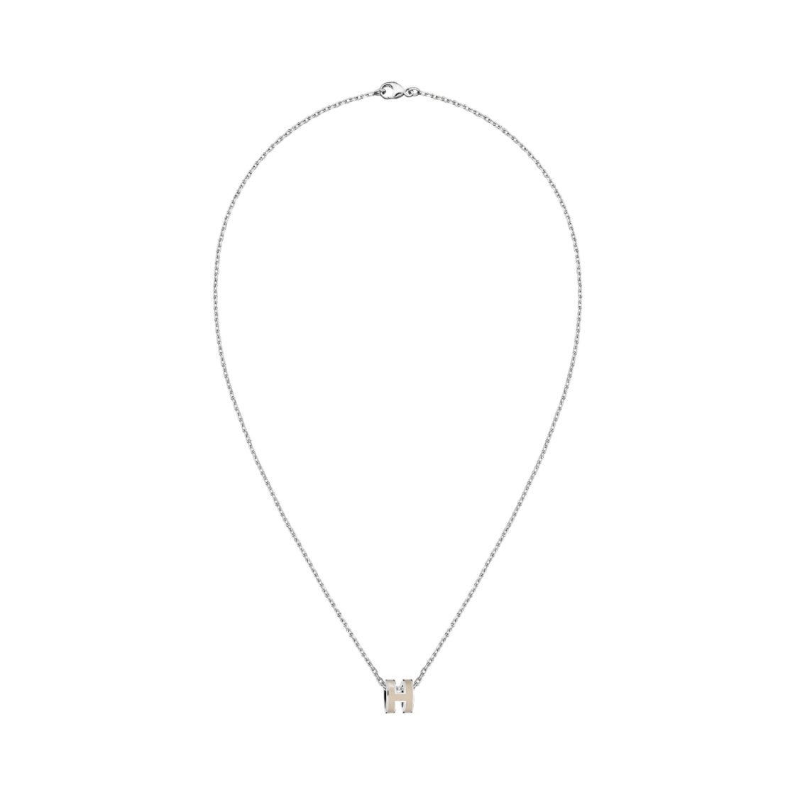 H147992FP55 (W) Hermes Mini Pop H Pendant Palladium & Marron Glace