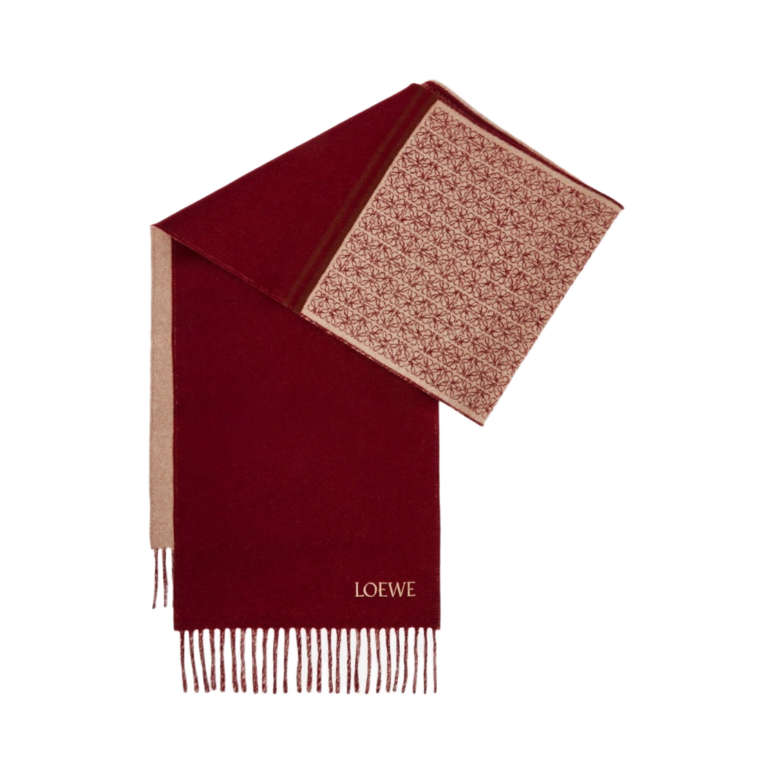 로에베 머플러 인 울 앤 캐시미어 버건디