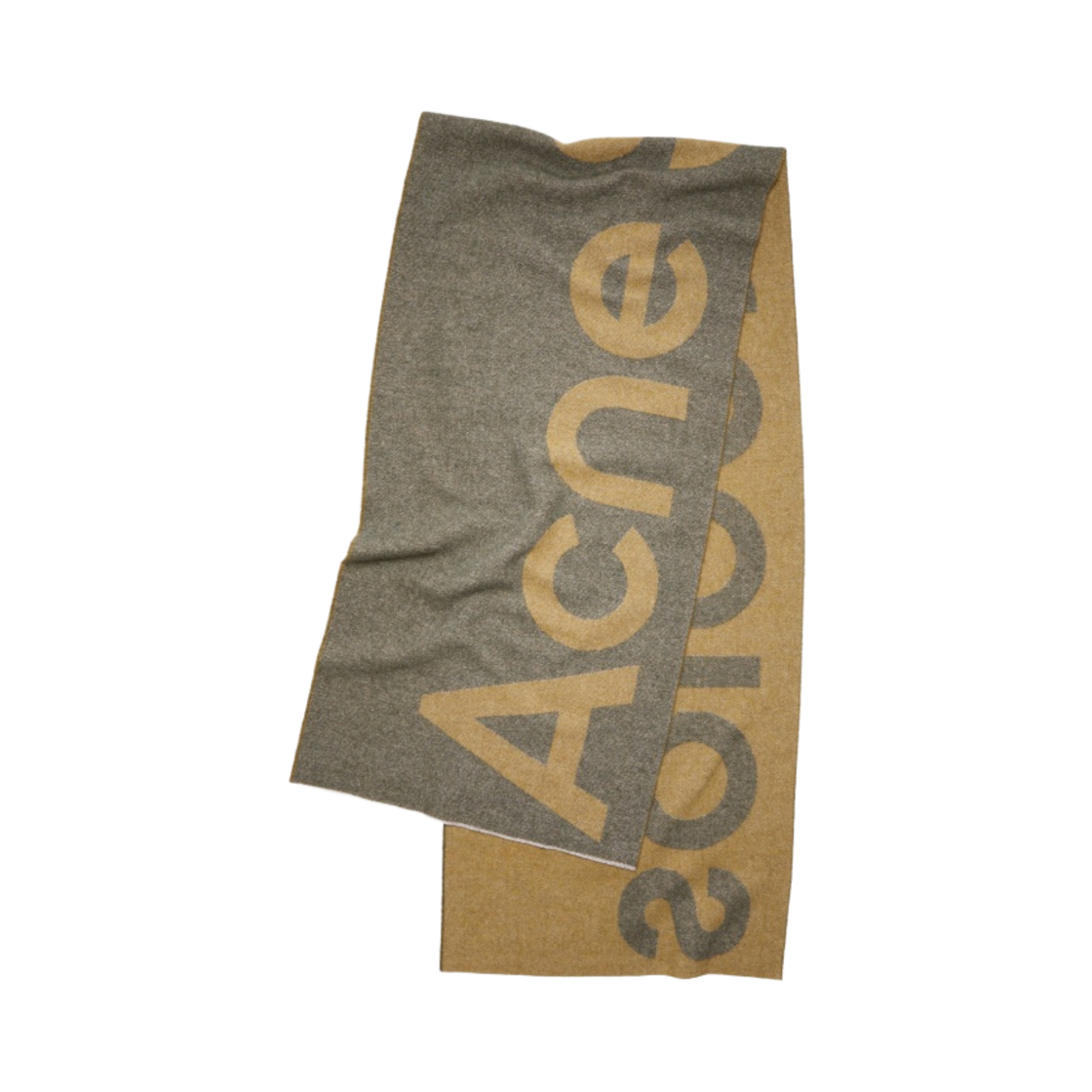 CA0104-CYX Acne Studios Logo Jacquard Muffler Khaki Green Mustard Yellow