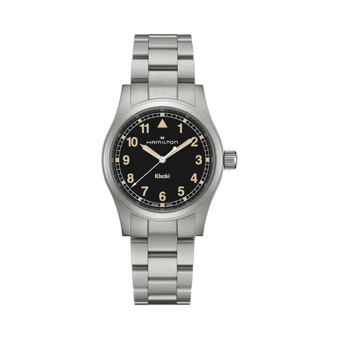 해밀턴 카키 필드 쿼츠 38mm 스테인리스 스틸 블랙(Hamilton Khaki Field Quartz 38mm Stainless Steel Black)