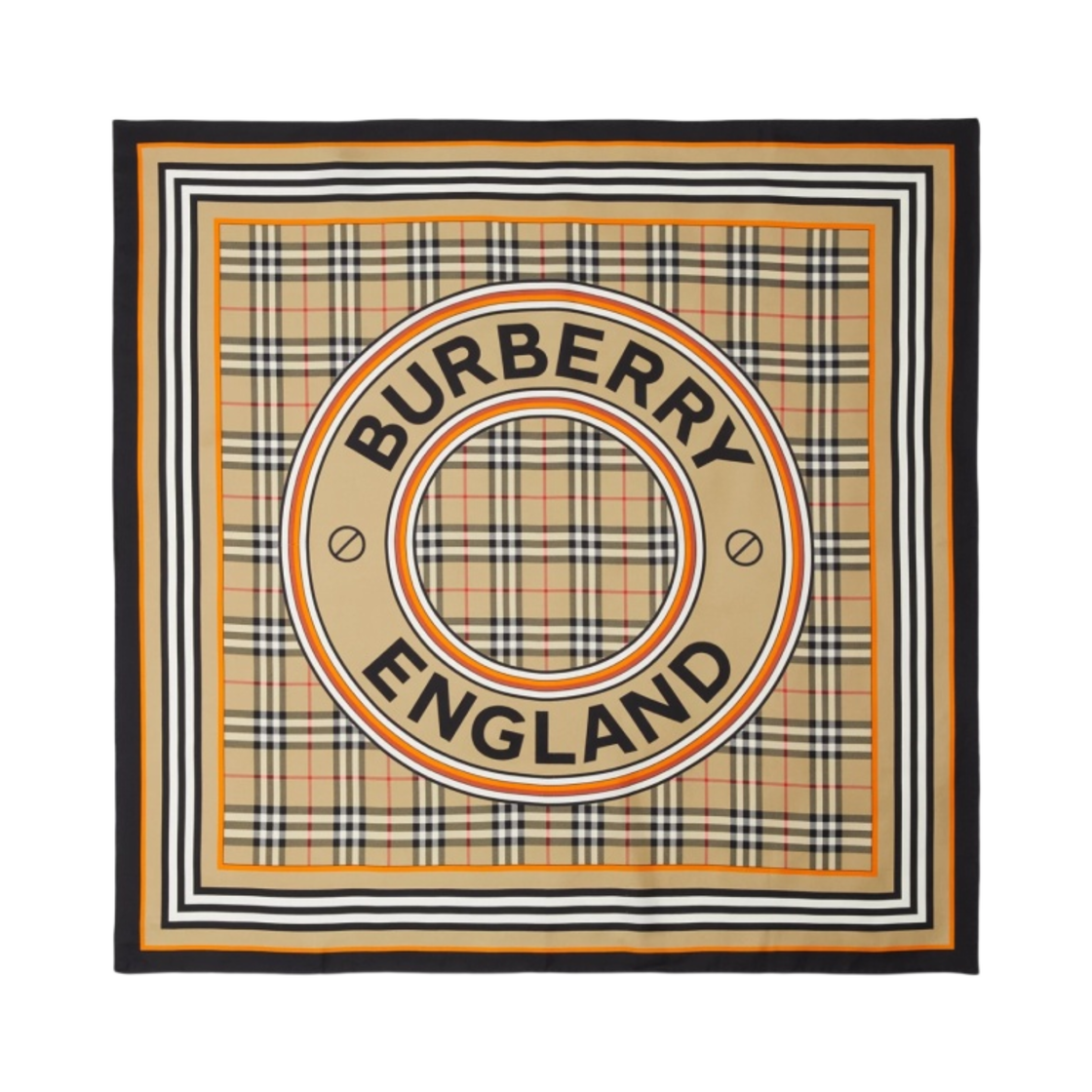 (W) 버버리 몽타주 프린트 실크 스퀘어 스카프 아카이브 베이지((W) Burberry Montage Print Silk Square Scarf Archive Beige) - 1