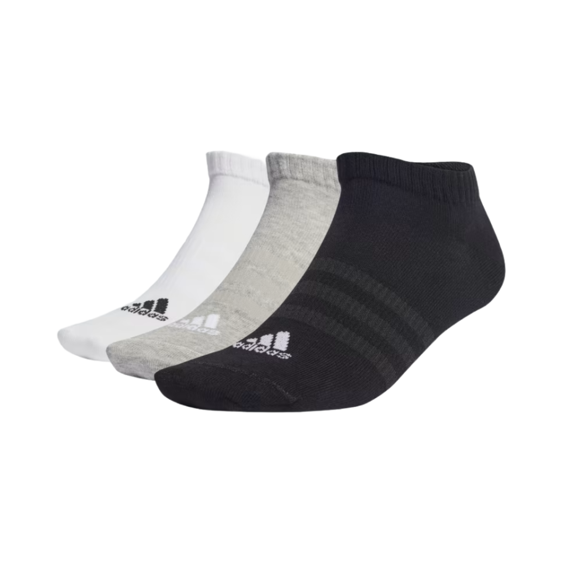 아디다스 씬 앤 라이트 스포츠웨어 로우컷 삭스 미디움 그레이 헤더 화이트 블랙 (3개입)(Adidas Thin and Light Sportswear Low Cut Socks Medium Grey Heather White Black (3 Pack)) - 1