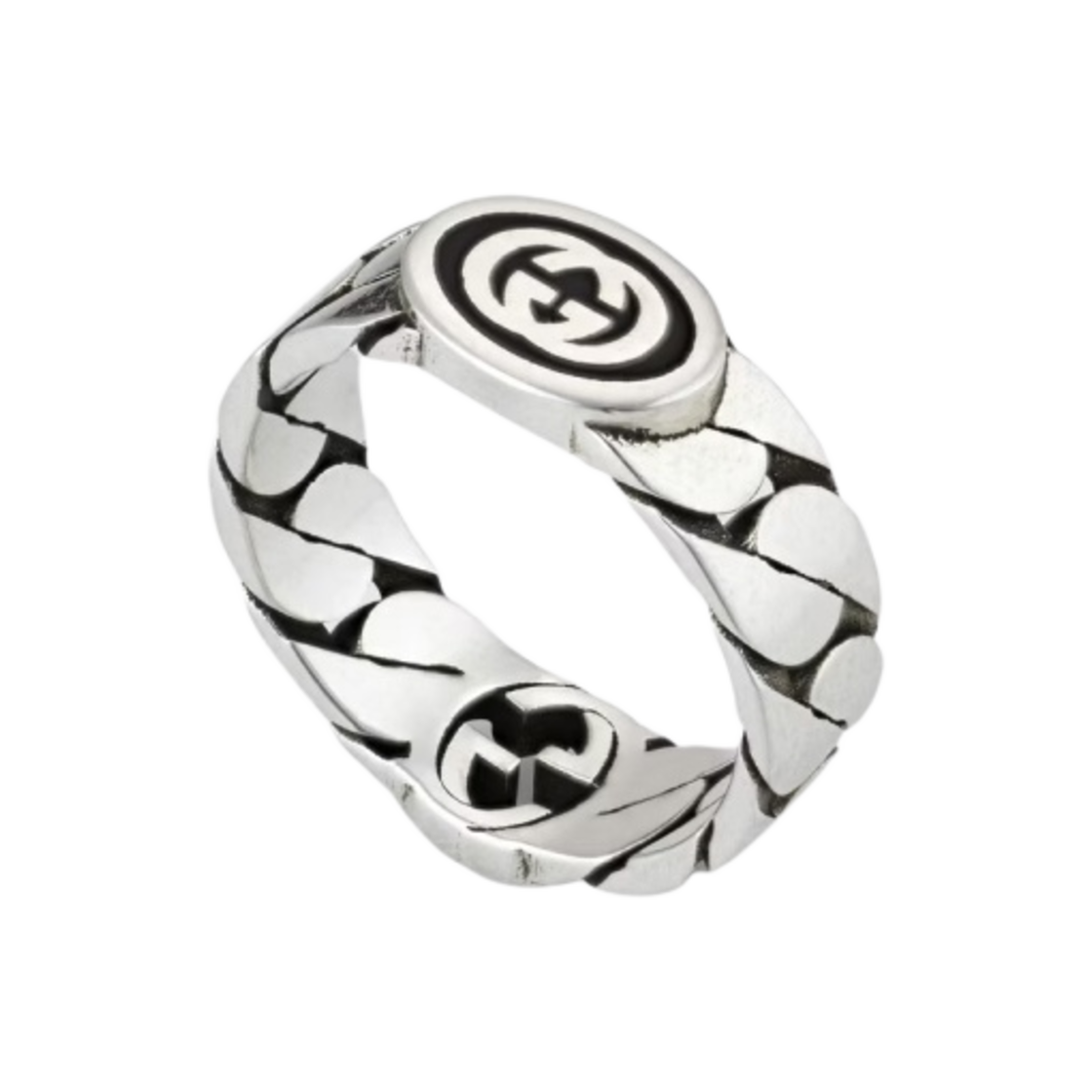 678656-J8410-8191 Gucci Wide Ring With Interlocking G Silver