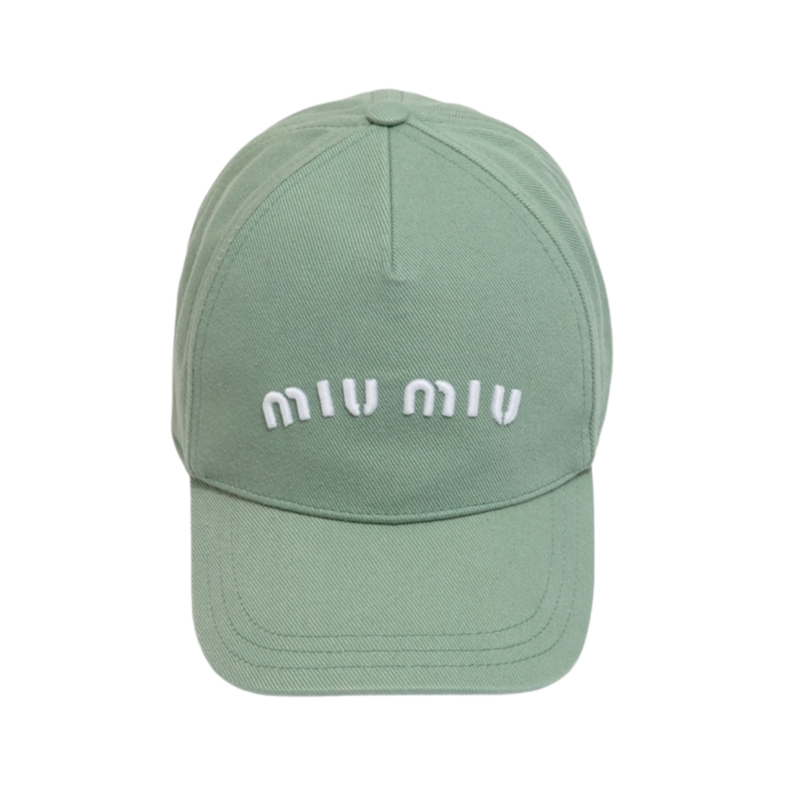 (W) 미우 미우 데님 워시드 베이스볼 캡 아쿠아마린((W) Miu Miu Denim Washed Baseball Cap Aquamarine) - 3