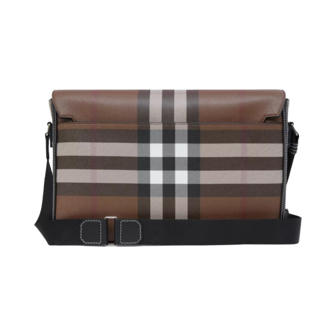 버버리 체크 레더 라지 메신저백 다크 버치 브라운(Burberry Check Leather Large Messenger Bag Charcoal Dark Birch Brown) - 3