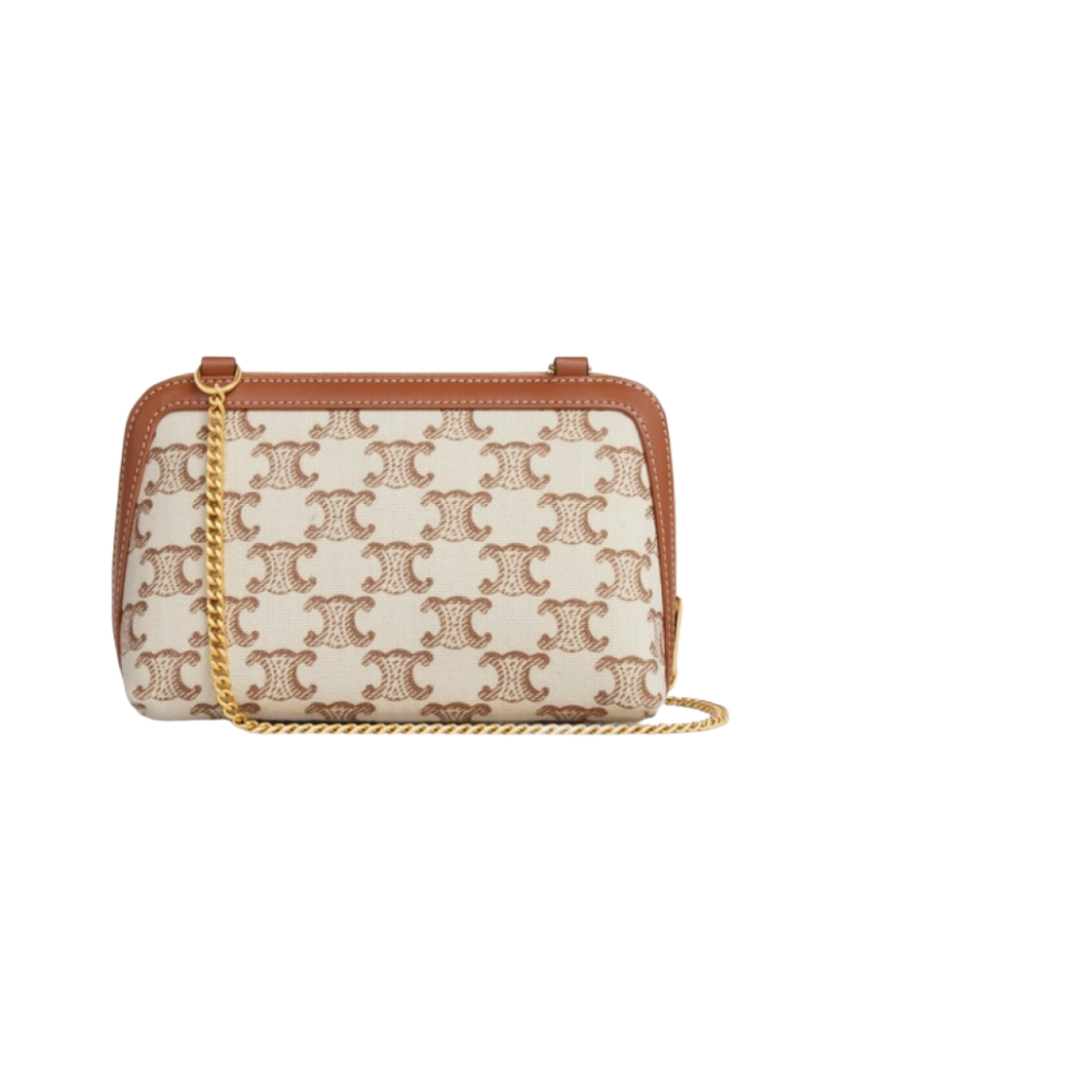 셀린느 트리옹프 프린트 카프스킨 텍스타일 체인 레더 클러치 화이트(Celine Clutch on Chain Cuir Triomphe in Textile with Triomphe Print and Calfskin White) - 2