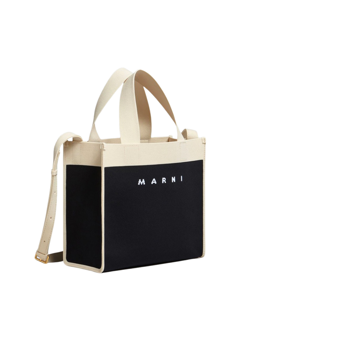 마르니 자카드 스몰 쇼핑백 블랙 실크 화이트(Marni Jacquard Small Shopping Bag Black Silk White) - 2