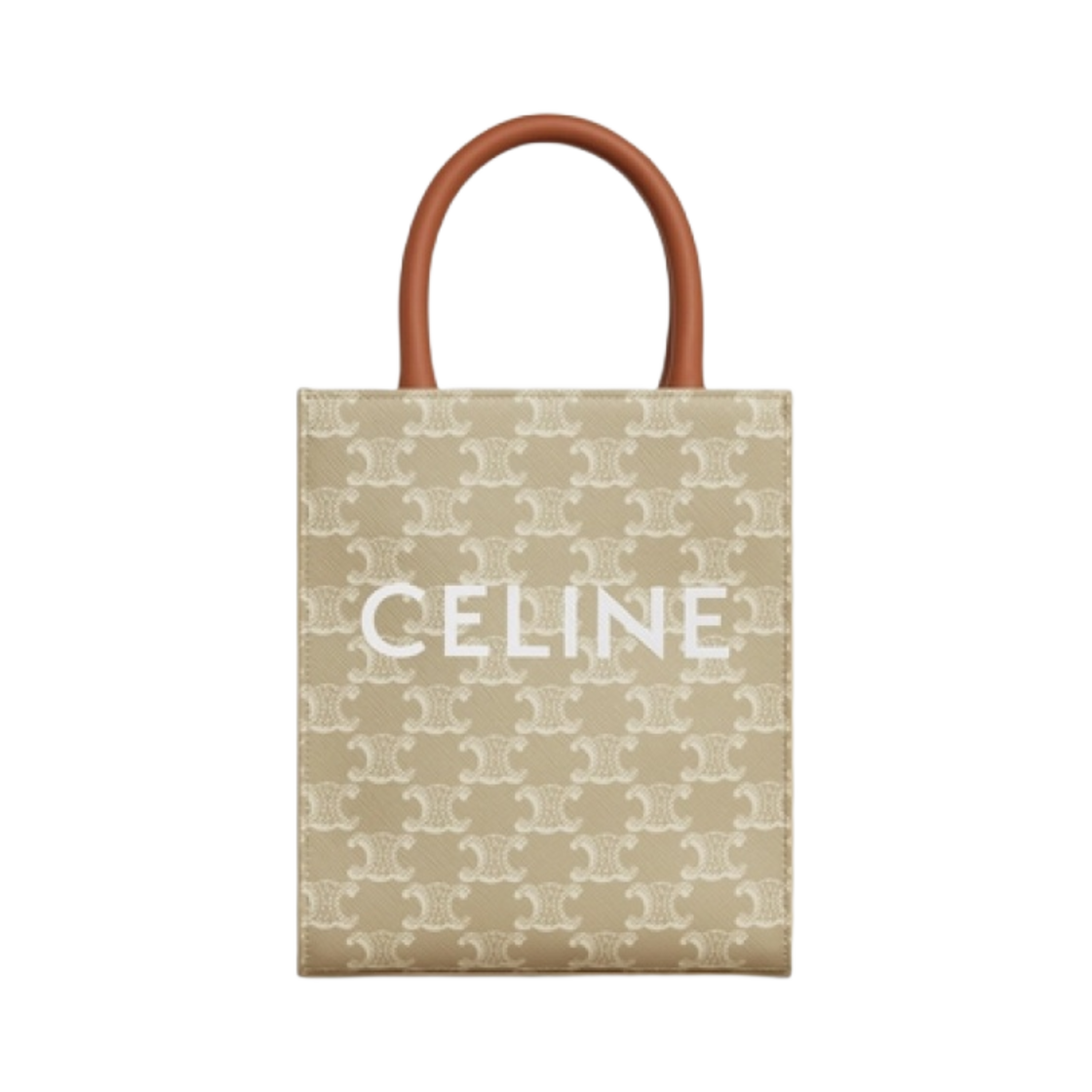 194372FLT-02GR Celine Mini Vertical Cabas in Triomphe Canvas and Calfskin Grege