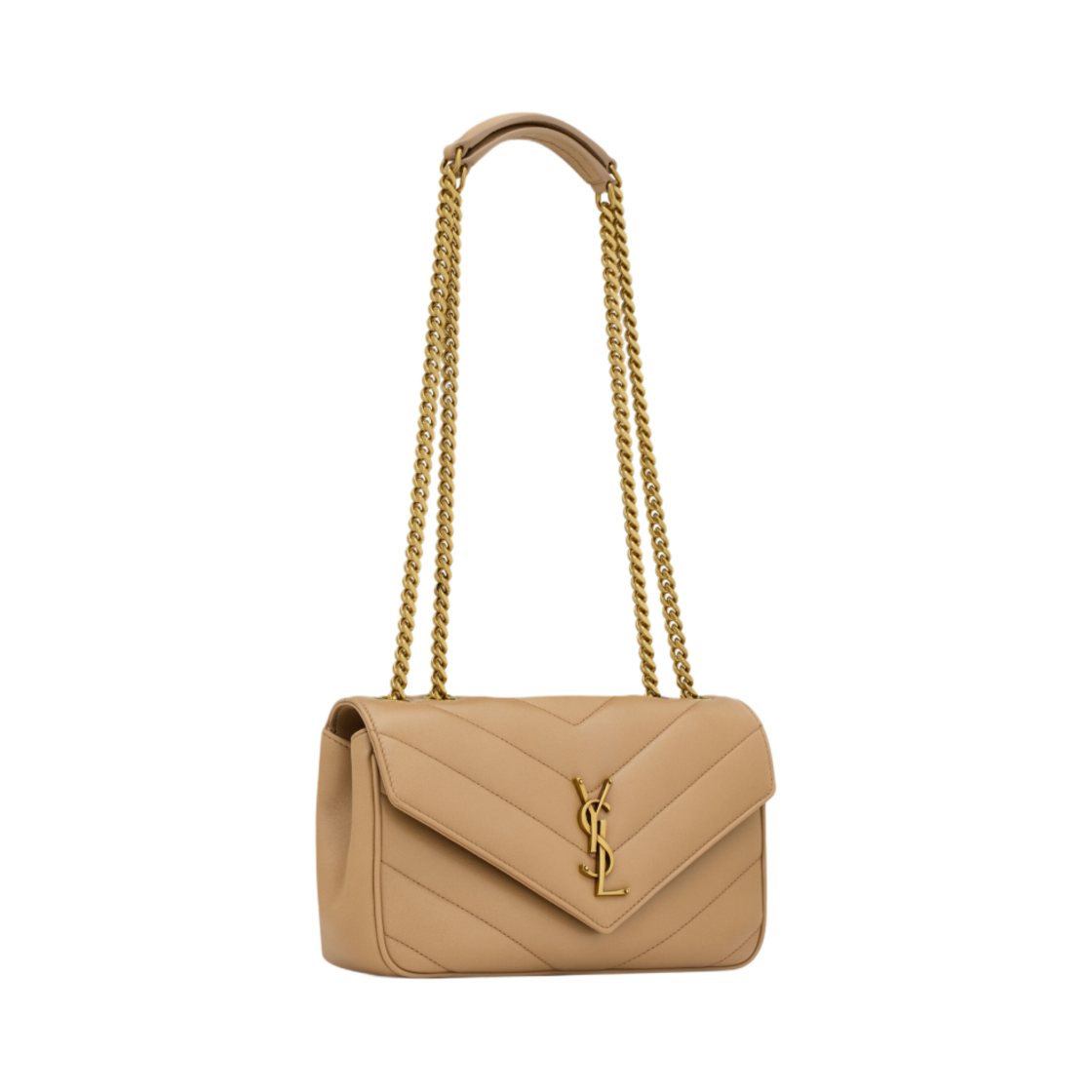 생로랑 루루 스몰 마틀라세 램스킨 내츄럴 탄(Saint Laurent Loulou Small in Matelasse Lambskin Natural Tan) - 2