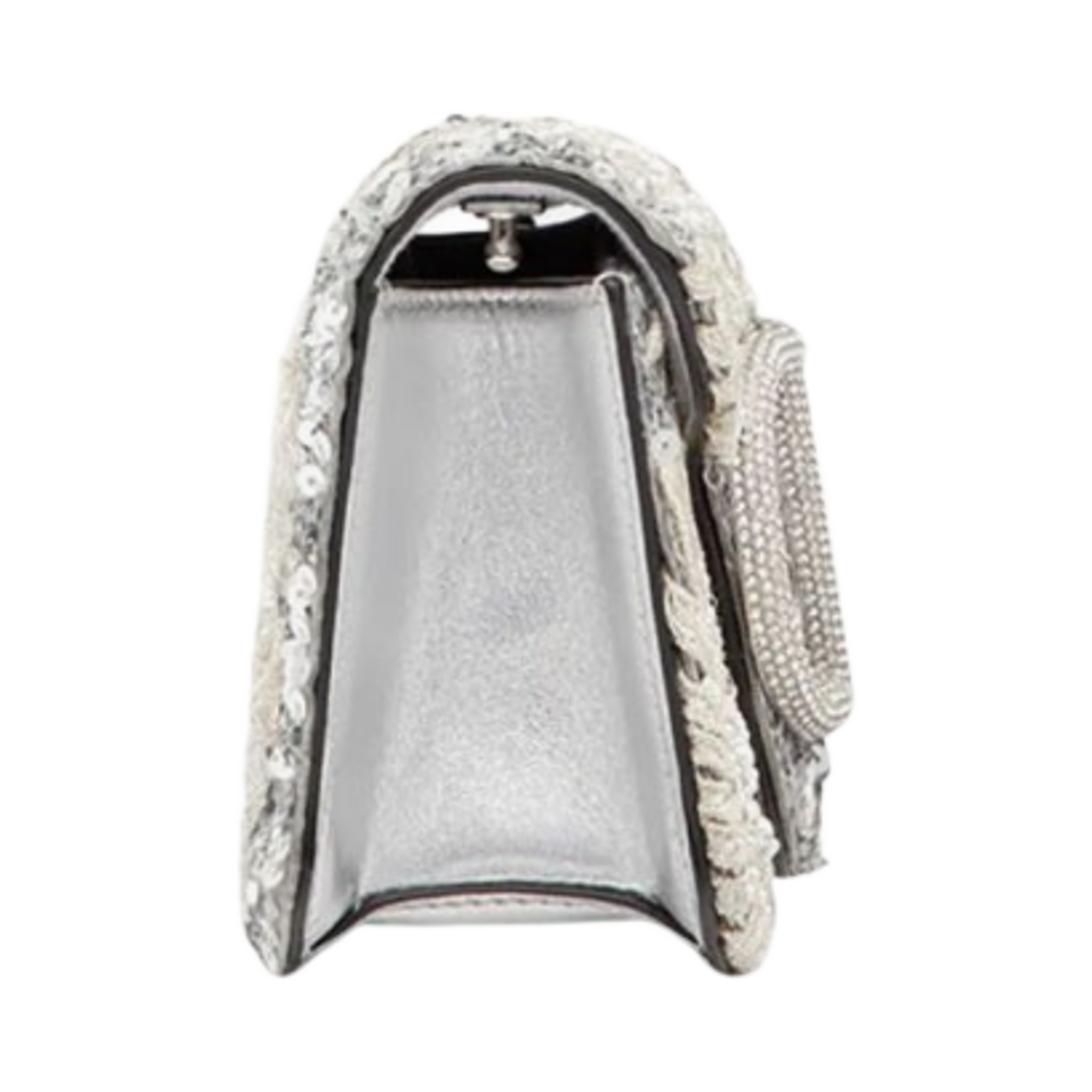 발렌티노 플로럴 모티프 자수 로코 스몰 숄더백 실버(Valentino Loco Small Shoulder Bag With Floral Motif Embrioidery Silver) - 3