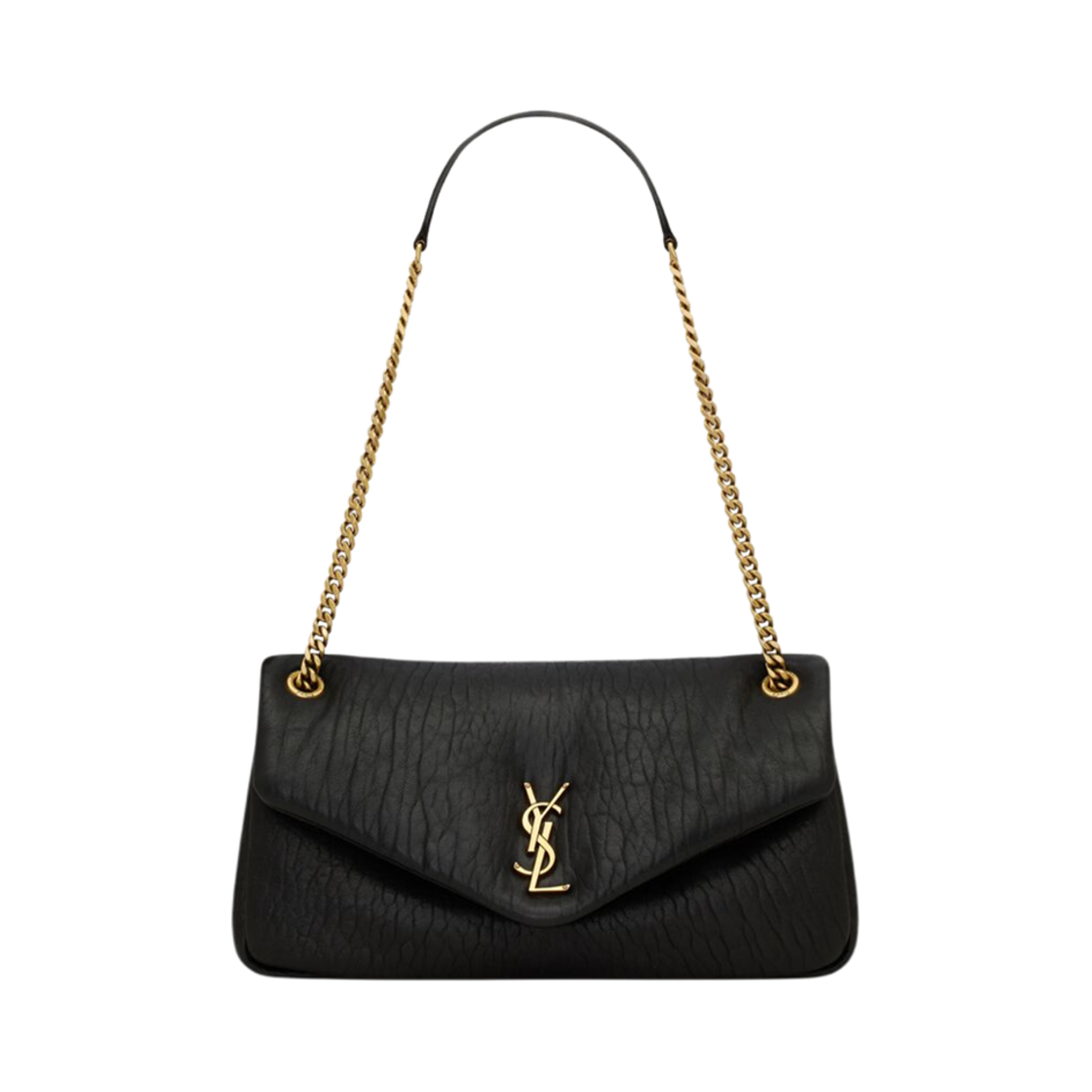 800916-AACYT-1000 Saint Laurent Calypso Medium In Grained Lambskin Black