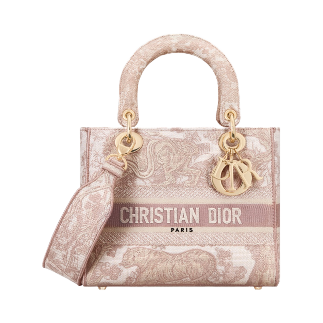 디올 미디움 레이디 D 라이트 백 트왈 드 주이 자수 로즈 드 방(Dior Medium Lady D Lite Bag Toile De Jouy Embroidery Rose Des Vents) - 1