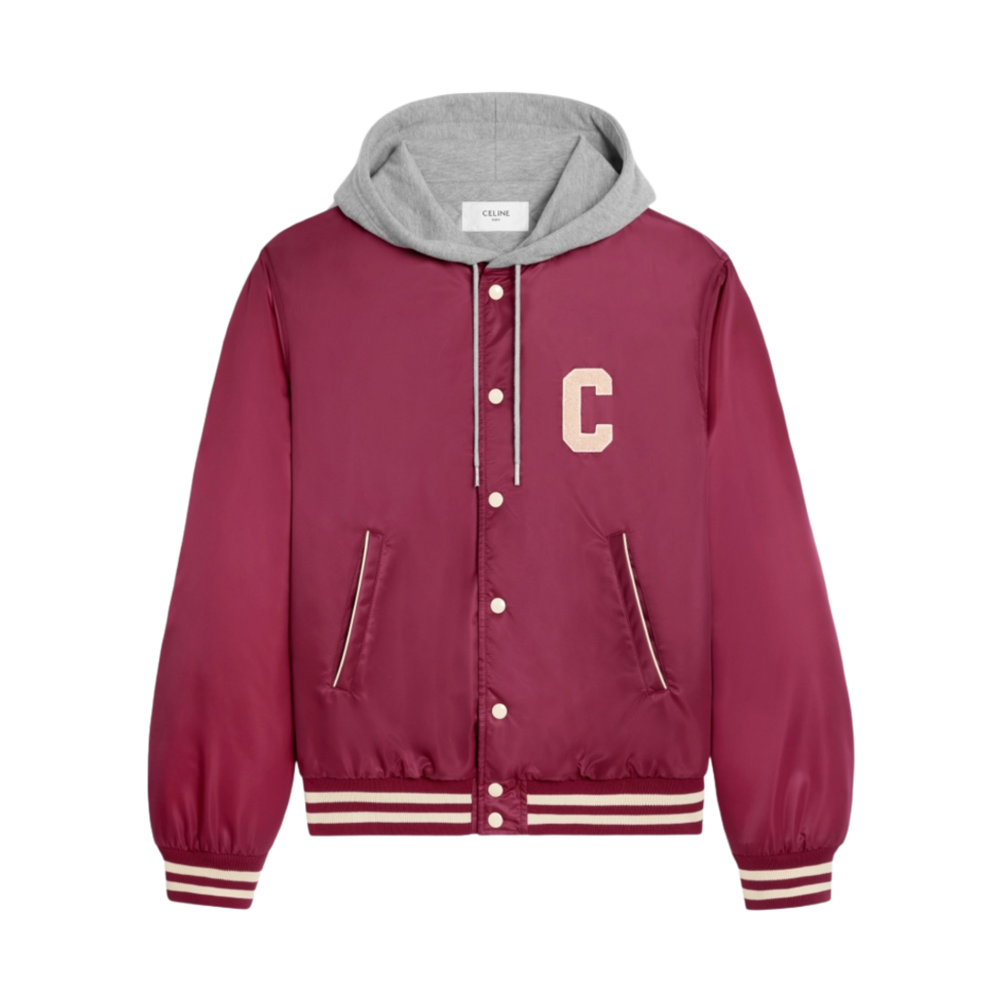 셀린느 오버사이즈 후드 테디 나일론 자켓 버건디(Celine Oversized Hooded Teddy Jacket in Nylon Burgundy) - 1