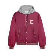 Celine Oversized Hooded Teddy Jacket in Nylon Burgundy