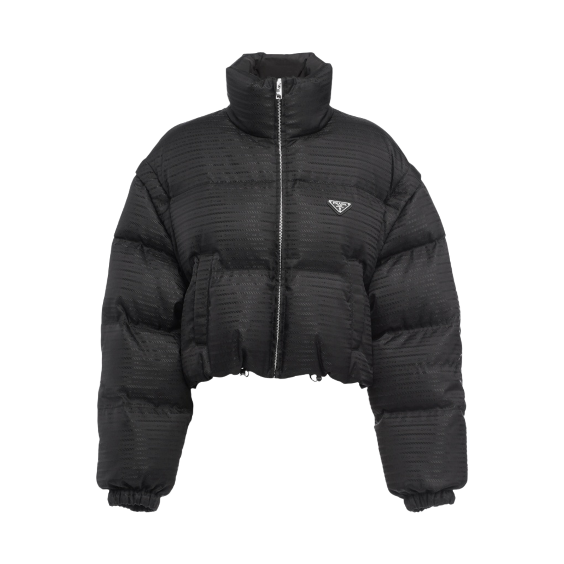 (W) 프라다 리나일론 크롭 후드 다운 자켓 블랙