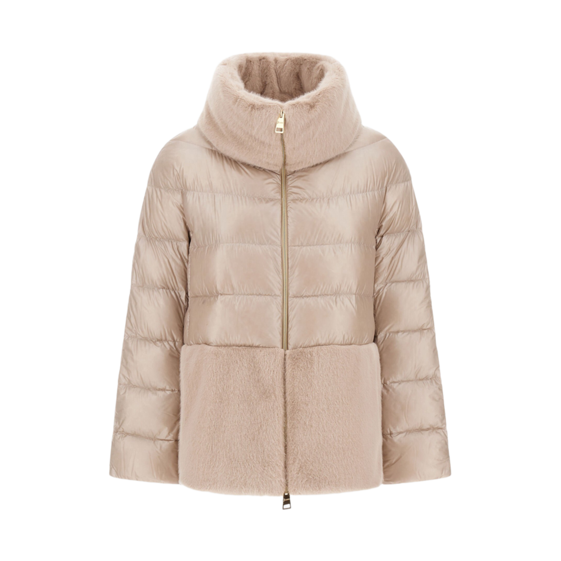 PI001933D-12017Z-1985 (W) Herno Cape In Nylon Ultralight New Lady Faux Fur Chantilly