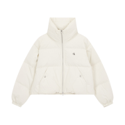 (W) Calvin Klein Jeans Volume Neck Cropped Down Puffer White
