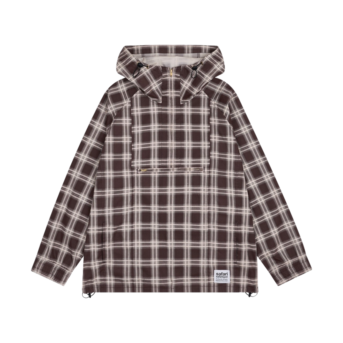 사파리스팟 레귤러 체크 아노락 - 브라운(Safarispot Regular Check Anorak - Brown)
