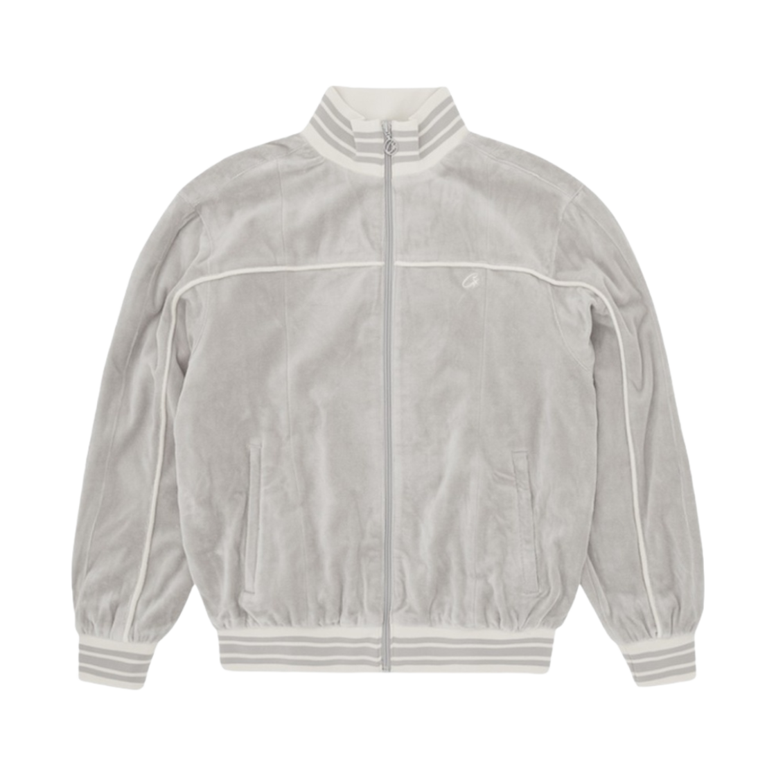 코르테이즈 VVS 업타운 벨루어 트랙 자켓 그레이(Corteiz VVS Uptown Velour Track Jacket Grey)