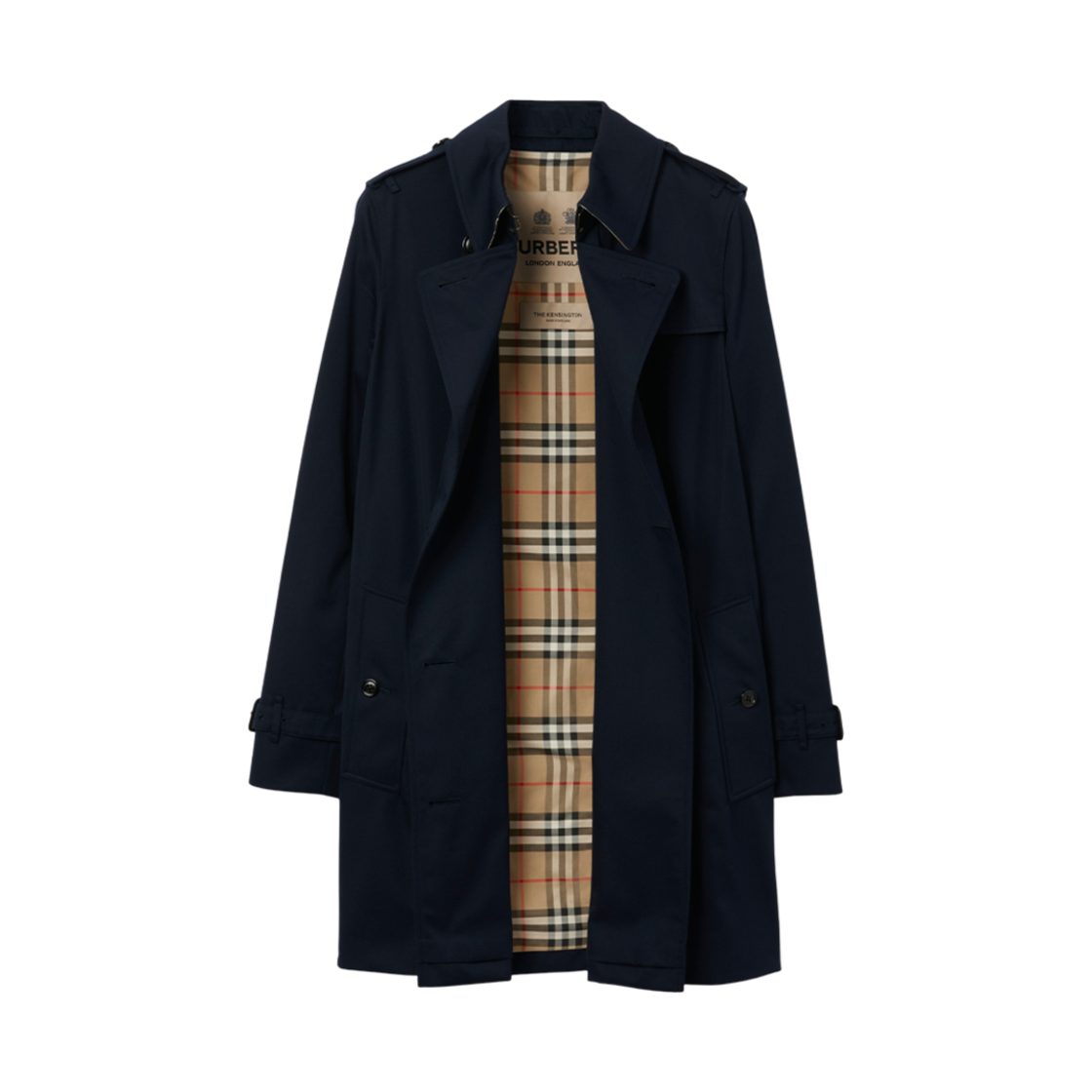 (W) 버버리 숏 켄싱턴 헤리티지 트렌치 코트 콜 블루((W) Burberry Short Kensington Heritage Trench Coat Coal Blue) - 2