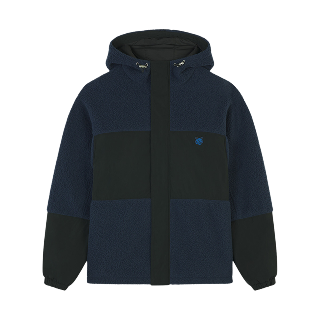 LM02105WQ4022-P476 Maison Kitsune Color-Block Polar Fleece Blouson With College Patch Ink Blue