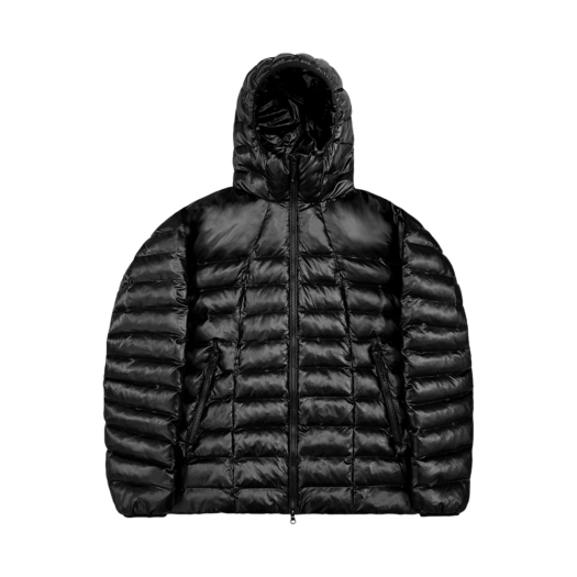OYBDF1OU026BK OY Curved Zipper Lightweight Puffer Jacket Glossy Black
