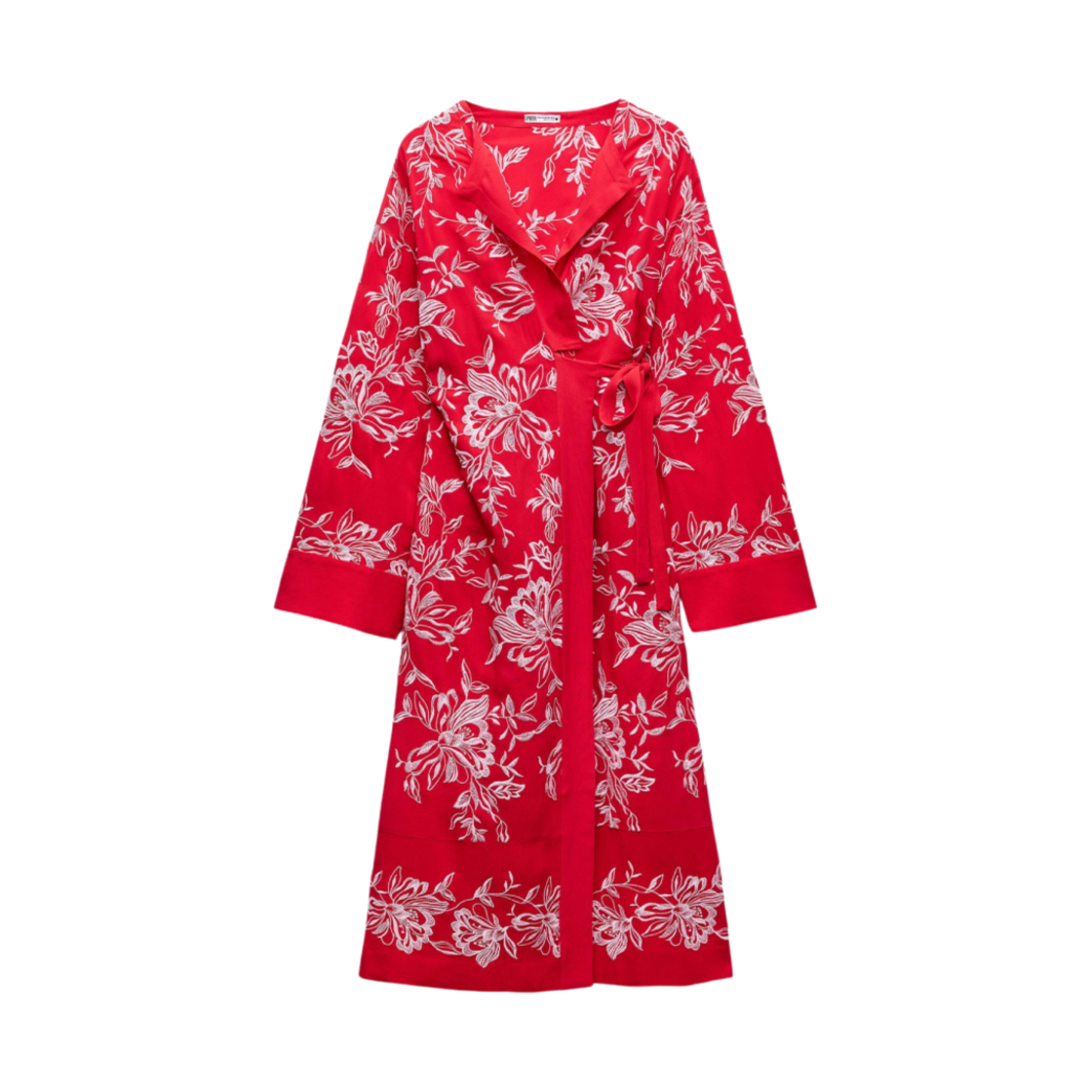 (W) 자라 프린티드 기모노 자수 레드((W) Zara Printed Kimono with Embroidery Red) - 1
