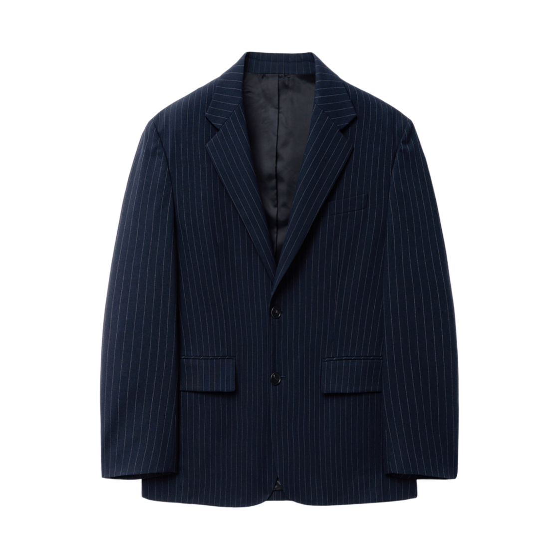 티엔지티 네이비 오버사이즈 싱글브레스트 핀스트라이프 셋업 자켓