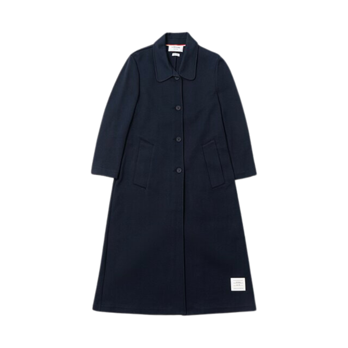 FJT283A-J0059-415 (W) Thom Browne Cotton Jersey Long Jacket Navy