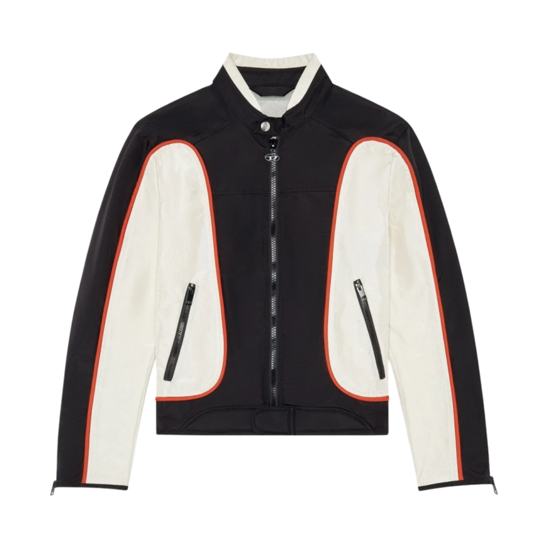 Diesel Diesel J-Blink Biker Jacket in Colour-Block Nylon Black White · S