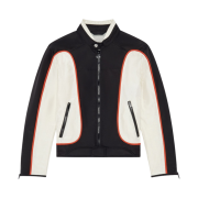 Diesel J-Blink Biker Jacket in Colour-Block Nylon Black White