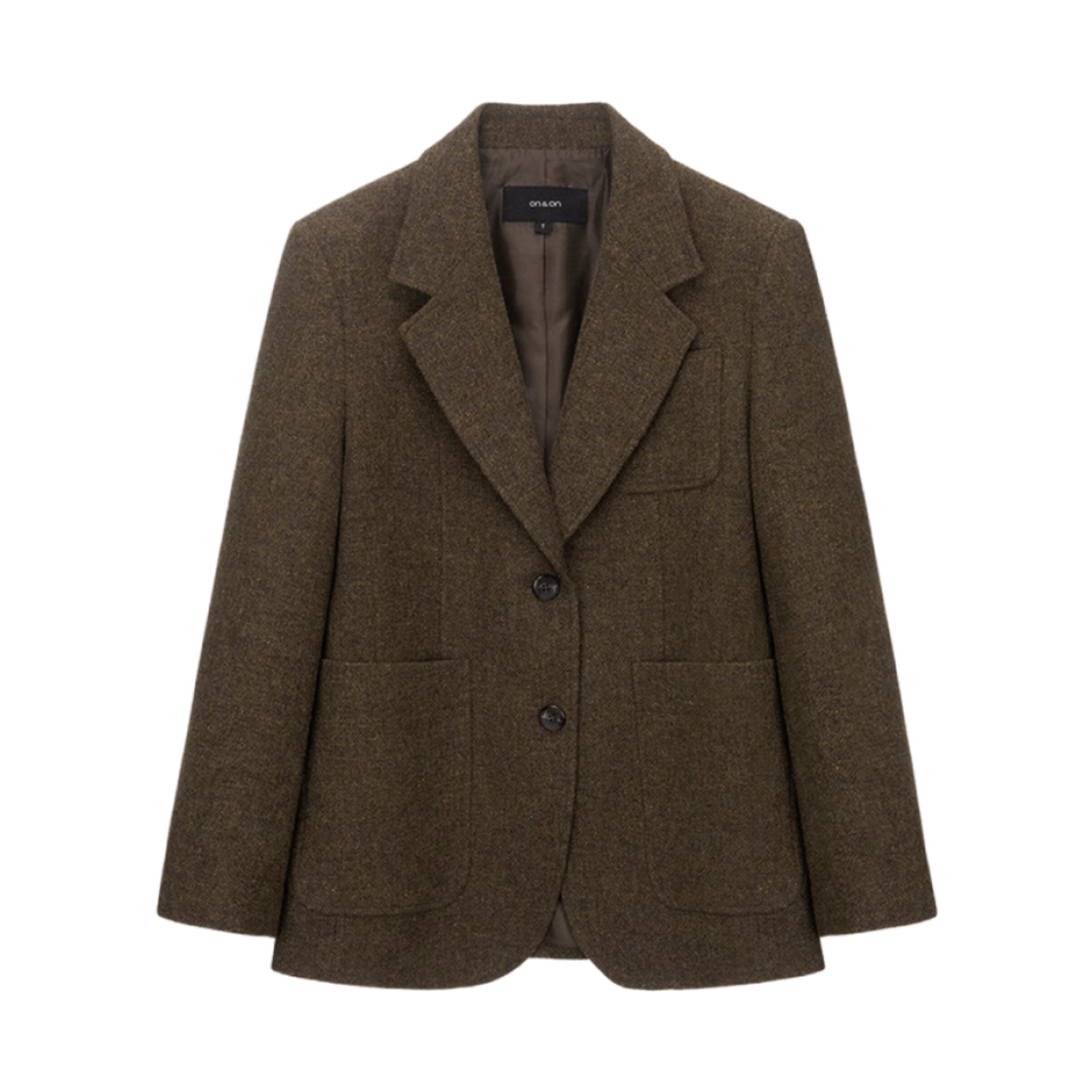 NEW4XJ925 (W) On&On Out Pocket Point Tailored Wool Jacket Dark Olive