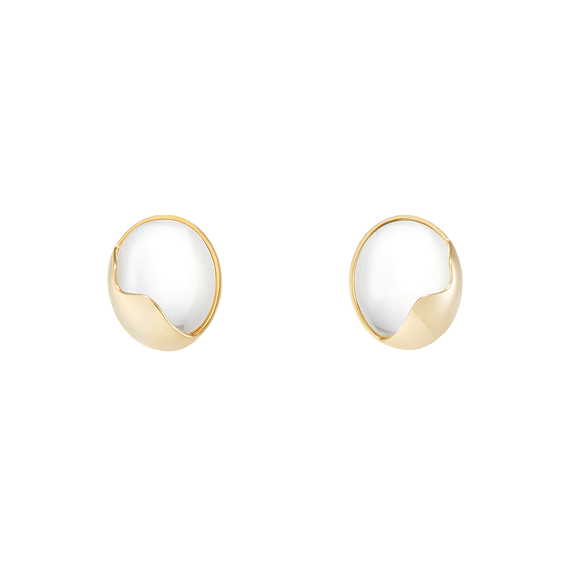 N25SE33 NUMBERING #5205 Small Ellipse Glass Earrings Gold