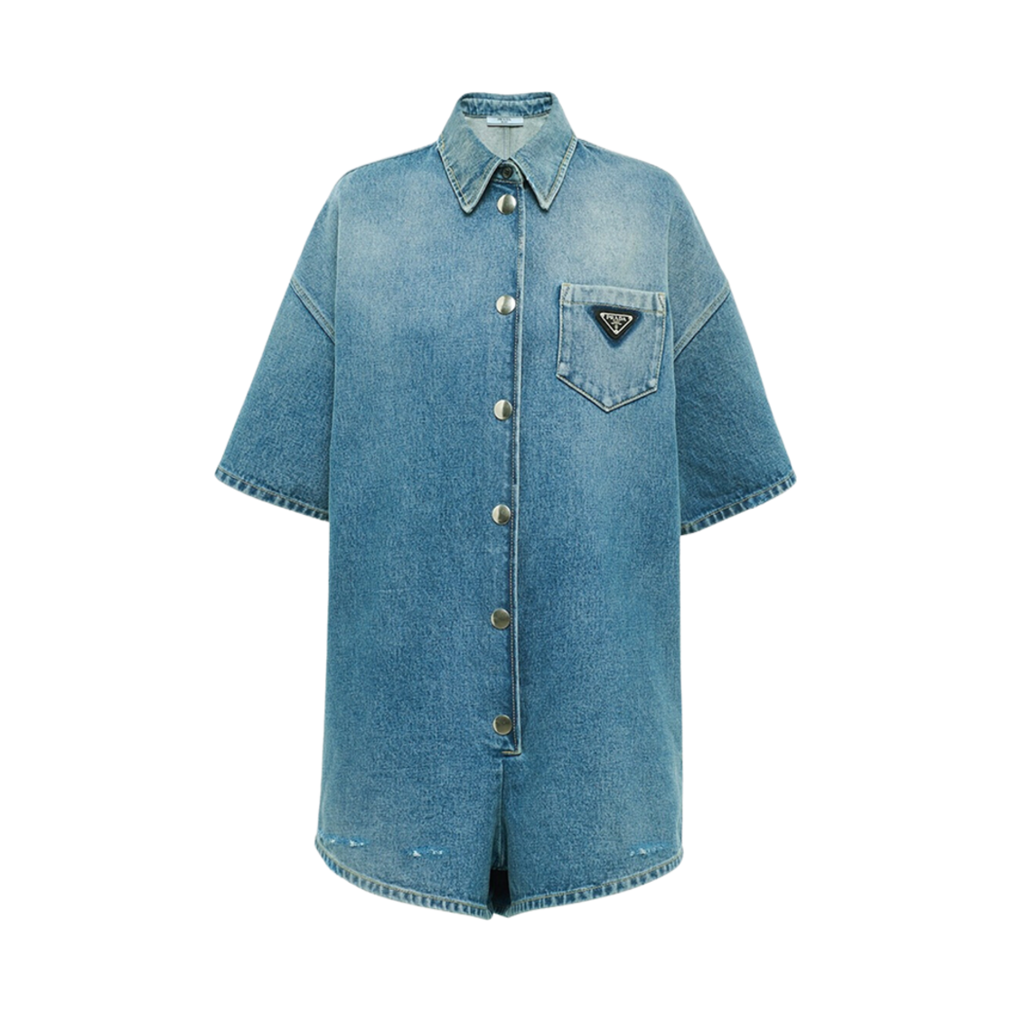 (W) 프라다 오가닉 데님 플레이수트 네이비((W) Prada Organic Denim Playsuit Navy) - 1