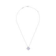 (W) Van Cleef & Arpels Vintage Alhambra Pendant White Gold Chalcedony