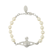 Vivienne Westwood One Row Pearl Drop Relief Choker Necklace Silver