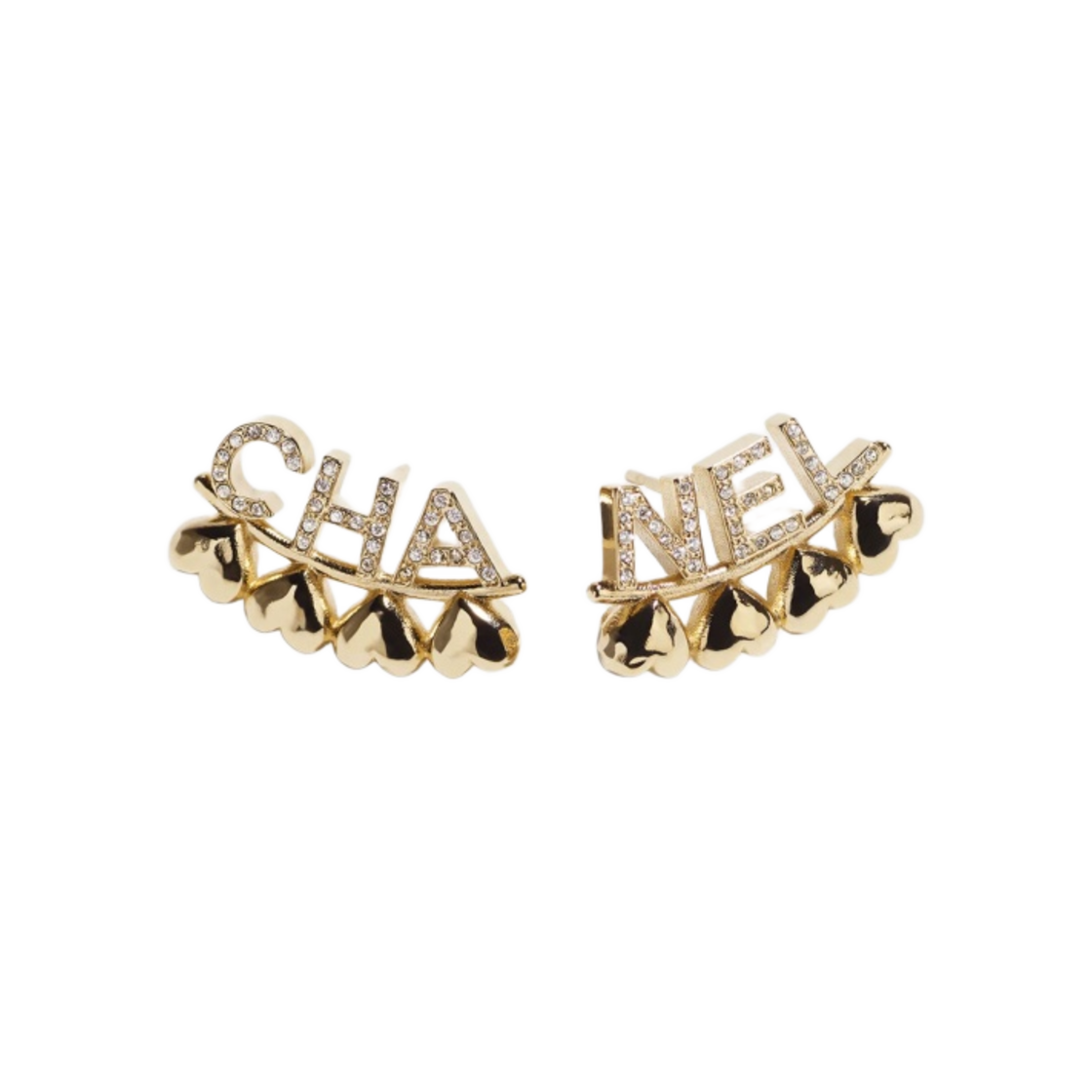 (W) 샤넬 스터드 이어링 메탈 스트라스 & 골드 크리스탈((W) Chanel Stud Earrings Metal Strass & Gold Crystal) - 1
