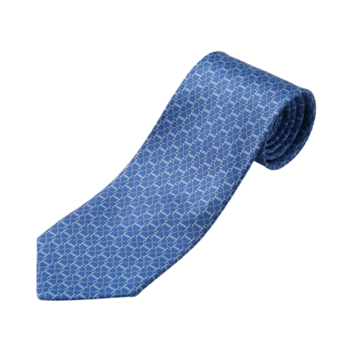 350995-774200 Ferragamo Gancini Pattern Silk Tie Blue