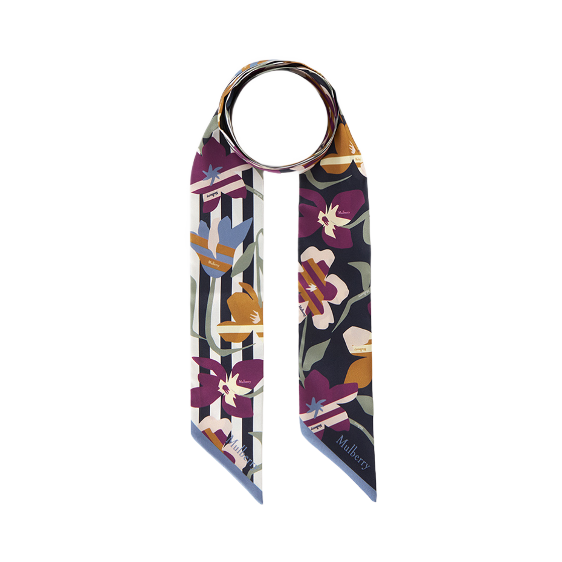 VS4847-113U923 (W) Mulberry Skinny Scarf Navy