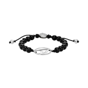 Diesel Dx1434 Oval D Logo Agate Beaded Bracelet Black