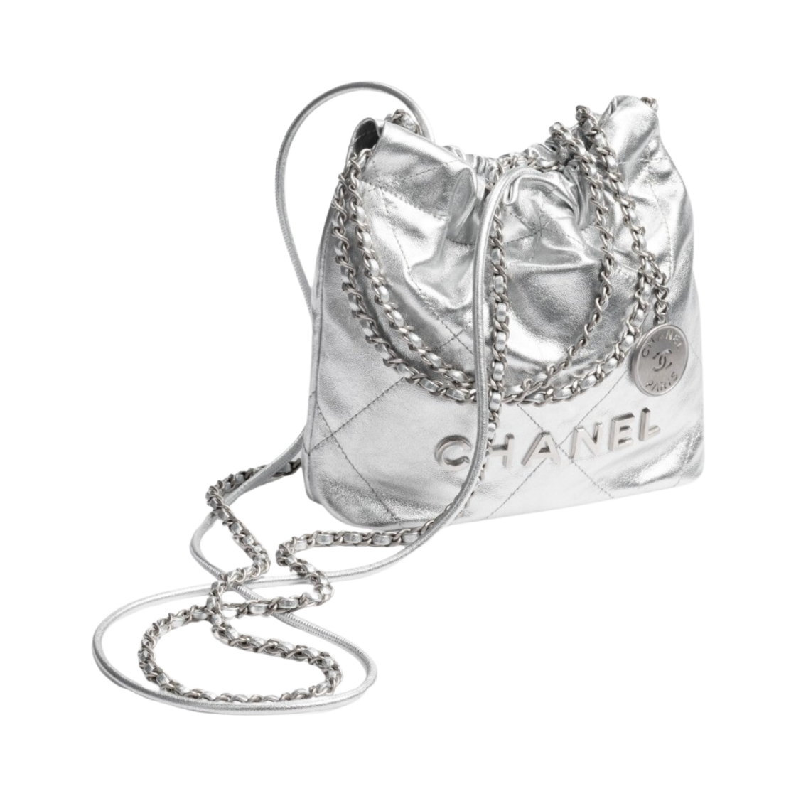 샤넬 22 미니 핸드백 메탈릭 램스킨 & 실버 메탈 실버(Chanel 22 Mini Handbag Metallic Lambskin & Silver Silver) - 2