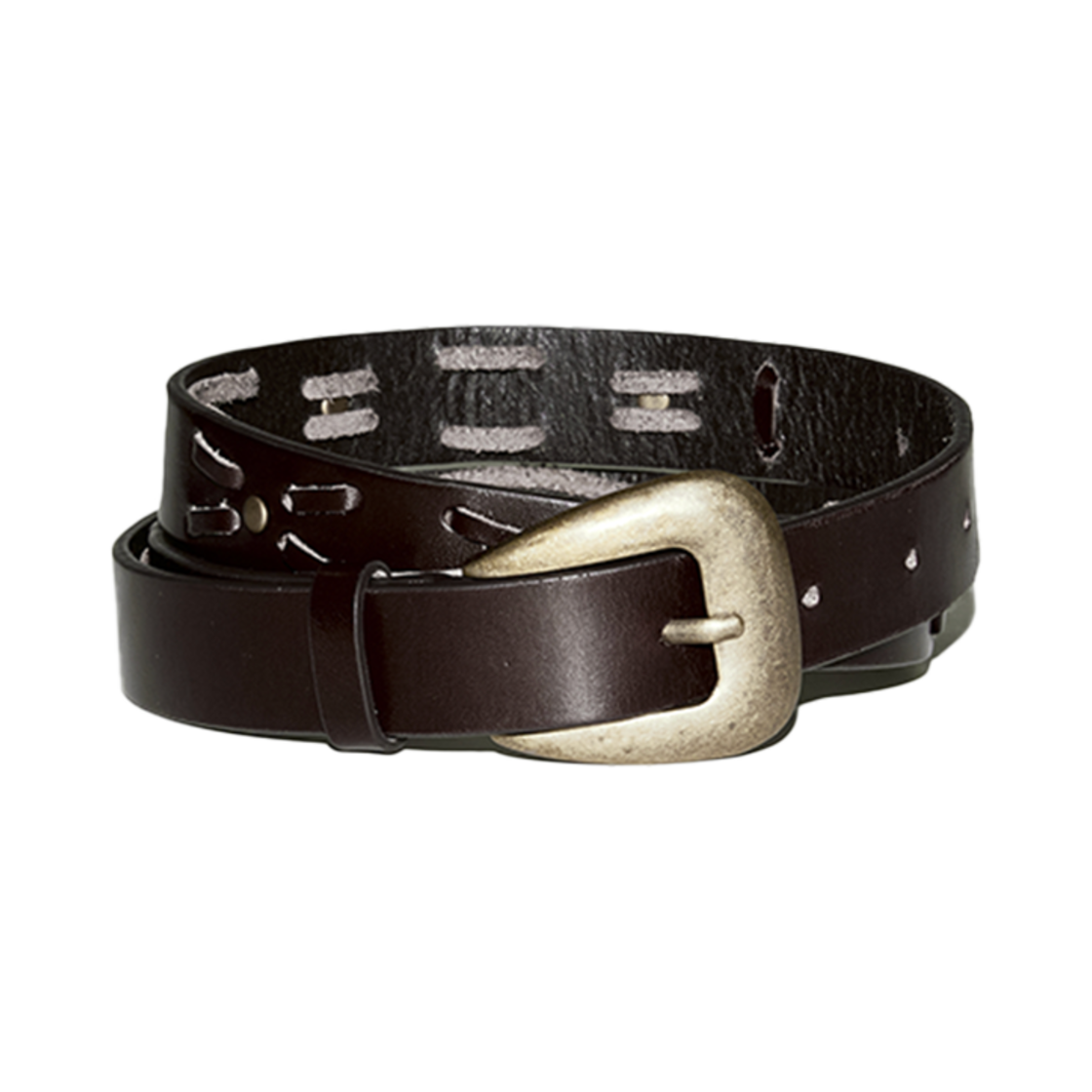 BDWTACC001BR En Or Women Twist Western Leather Belt Brown