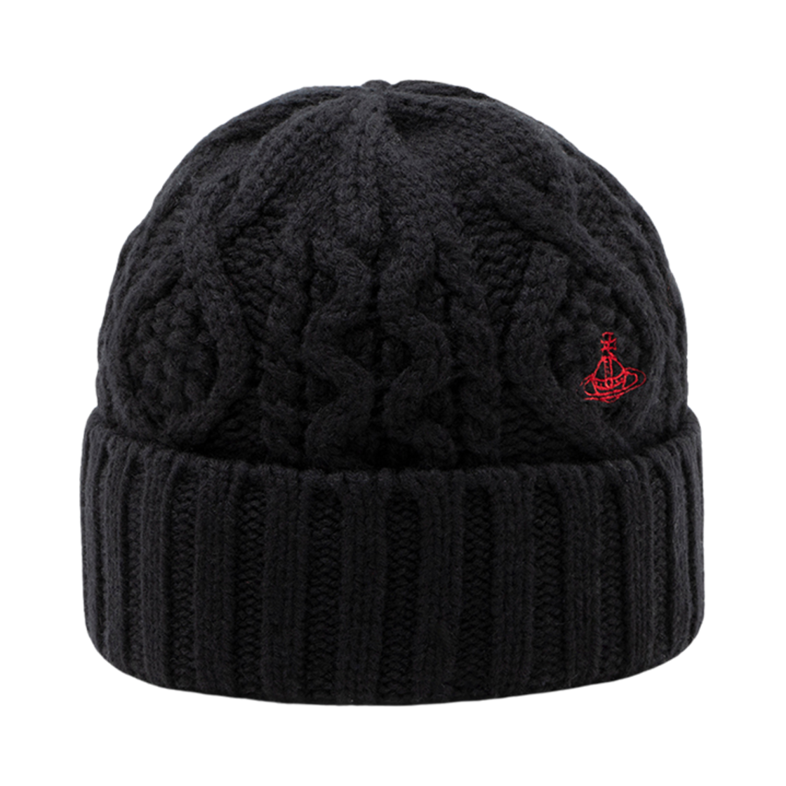 비비안 웨스트우드 피셔맨 케이블 니트 비니 블랙(Vivienne Westwood Fisherman Cable Knit Beanie Black) - 1