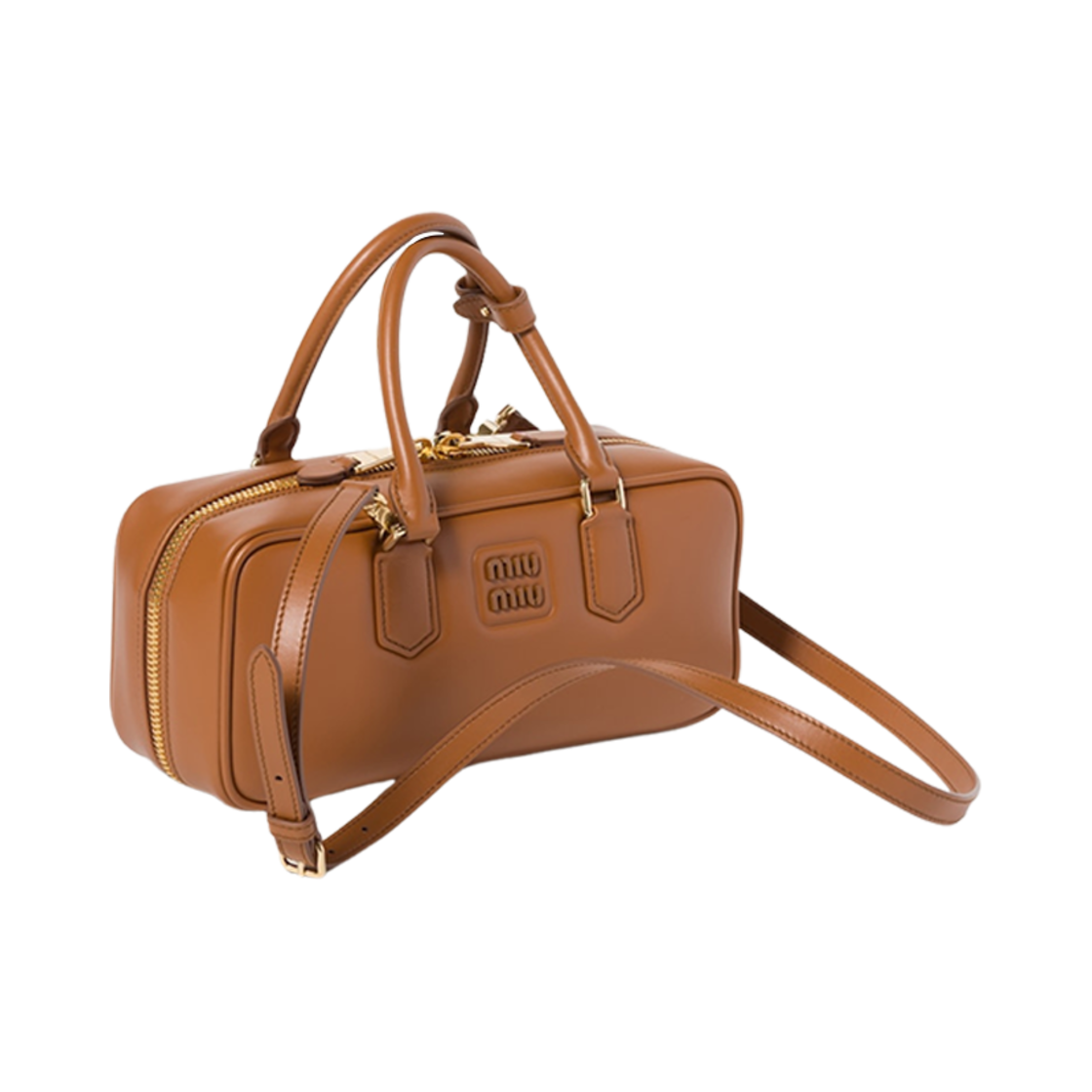 미우 미우 아르카디 레더 라지 백 꼬냑(Miu Miu Arcadie Leather Large Bag Cognac) - 2