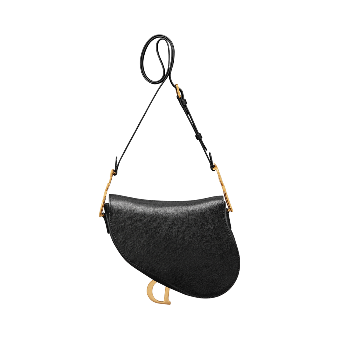디올 미디움 소프트 새들백 스트랩 고트스킨 블랙(Dior Medium Soft Saddle Bag with Strap Goatskin Black) - 3