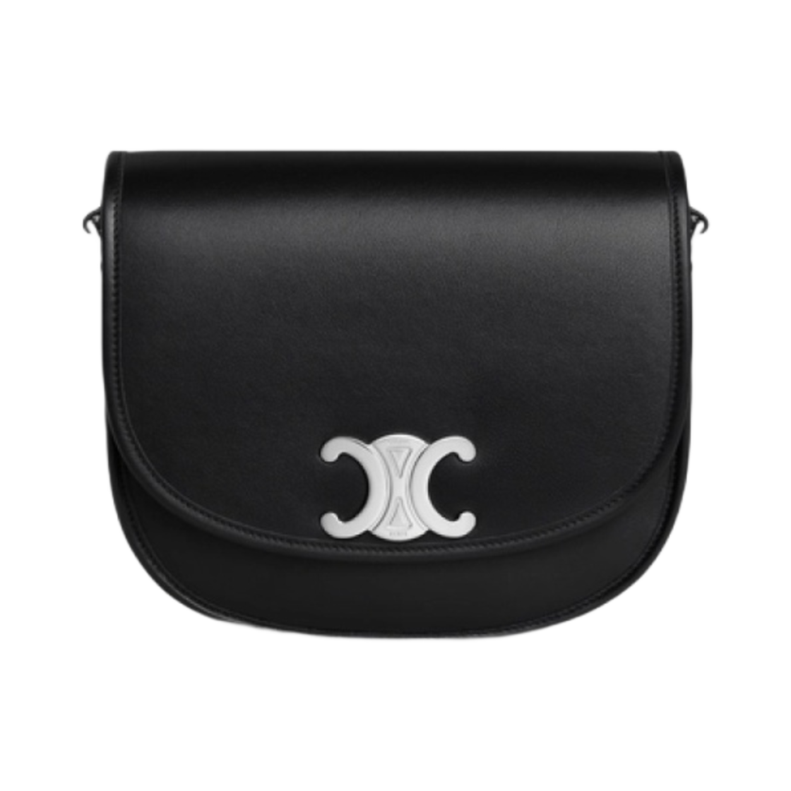 114453FH1-38SI Celine Medium Besace Triomphe in Supple Natural Calfskin Black