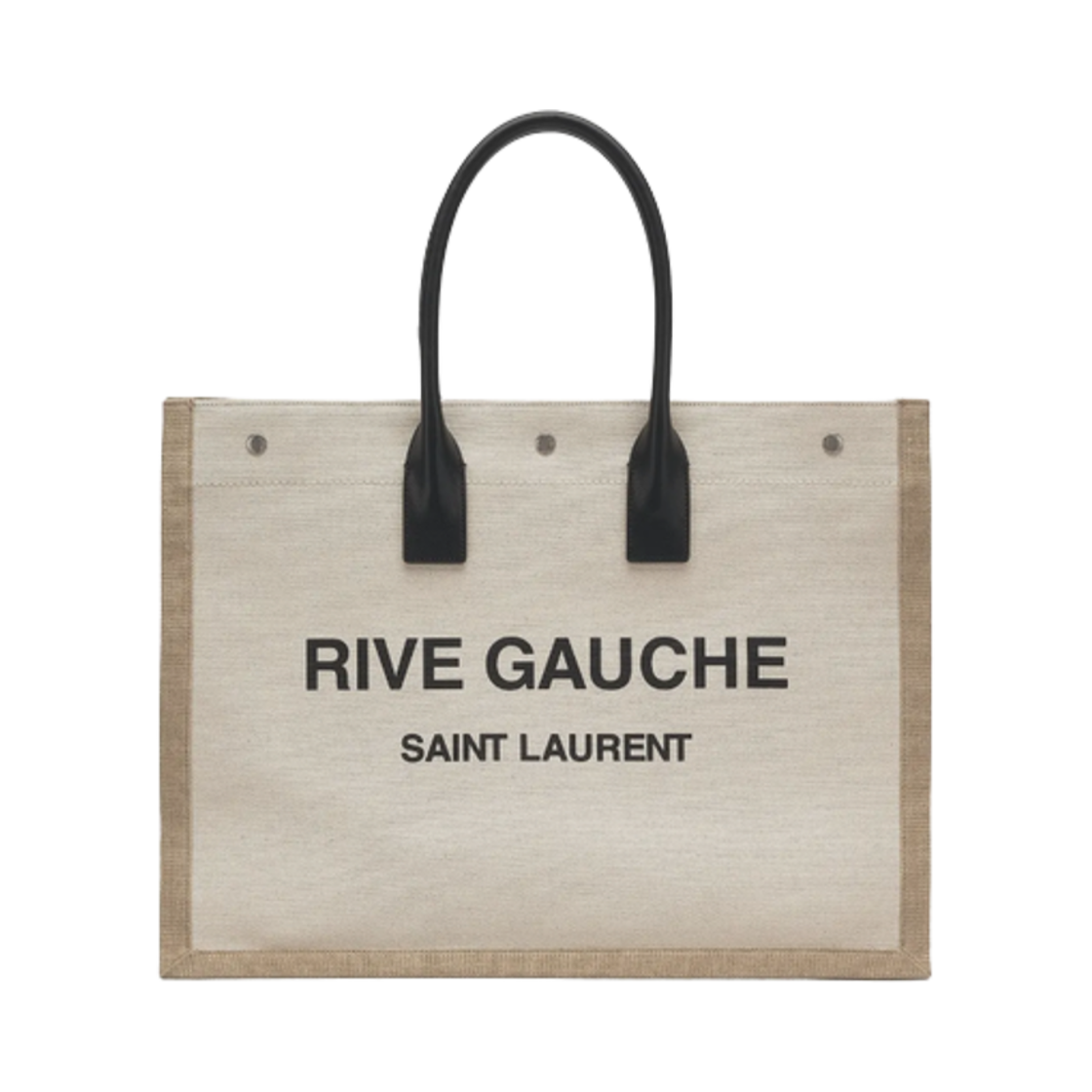 생로랑 캔버스 앤 스무스 레더 리브 고쉬 라지 토트백 베이지